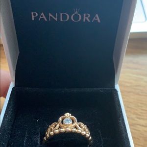 Rose gold pandora princess ring